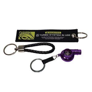3 Pcs Key Rings Warning Turbo System In Use With Purple Turbo New Sealed